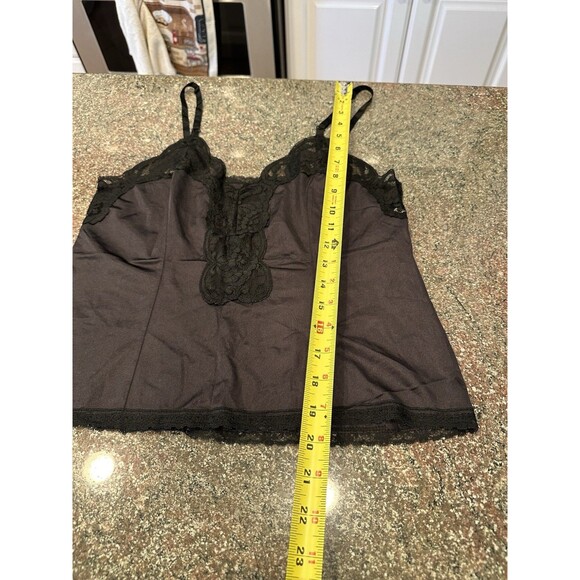 LACE Vintage  Camisole Slip TOP NYLON  Black Xs Fairy Romantic Babydoll‎ - Picture 8 of 9